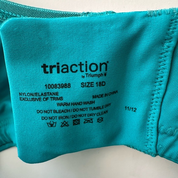 TRIUMPH - TRI-ACTION ENDURANCE HIGH IMPACT SPORTS BRA - TEAL BLUE - 18D (US 40D) - Picture 6 of 14